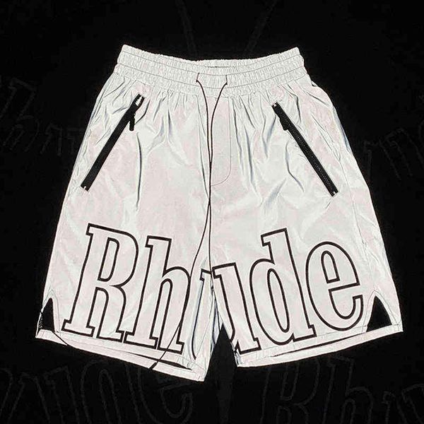 

casual long string 3m reflective heavy fabric shorts, White;black