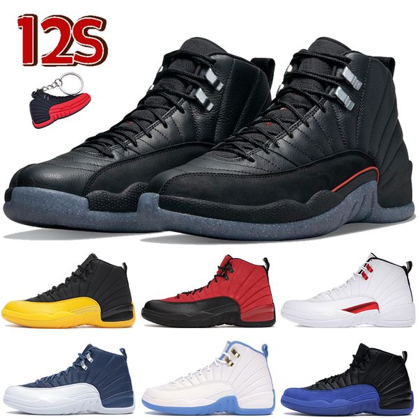 

university blue 12s 12 mens basketball shoes utility twist obsidian black dark reverse flu game royal blue wings cny men sneakers
