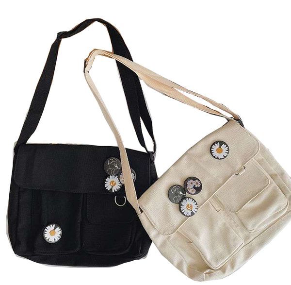 

women canvas messenger bags youth ladies fashion shoulder bag student large capacity female crossbody bags packet, Black;red