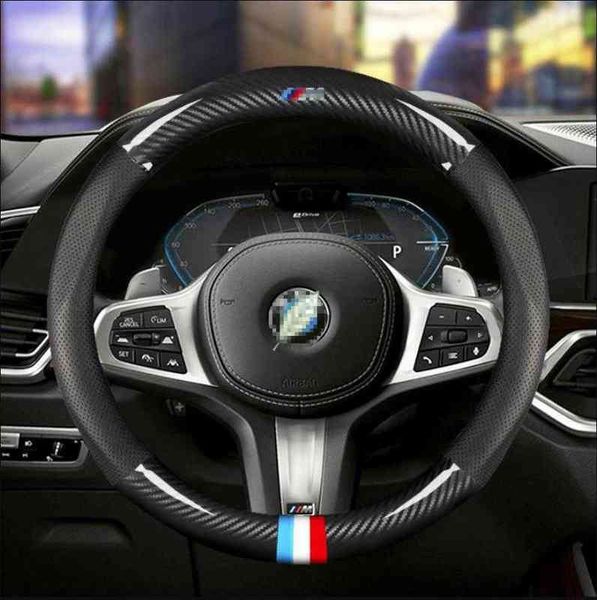 Coprivolante in fibra di carbonio per auto 38 cm per Bmw E46 E38 E39 X3 X5 Z3 Z4 Serie 1357 Accessori per interni auto Car Styling J220808