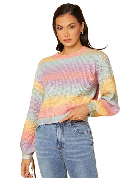

ombre drop shoulder sweater l6t2#, White;black