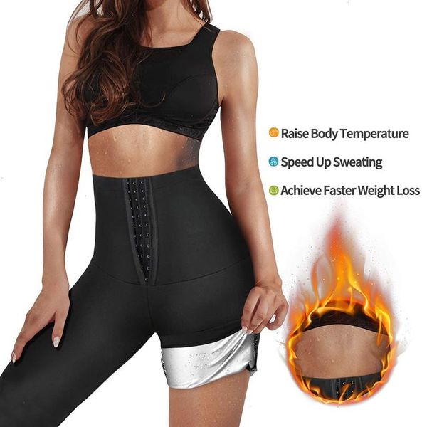

sweat sauna pants body shaper weight loss slimming women waist trainer tummy thermo leggings fitness workout, Black;white