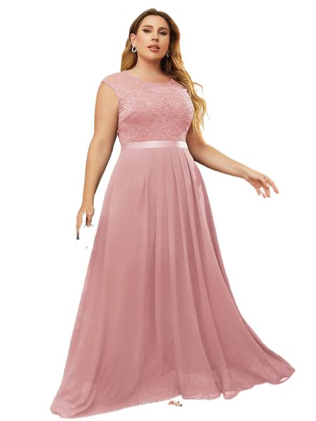 

miusol plus contrast lace zip back formal dress 36vh#, Black