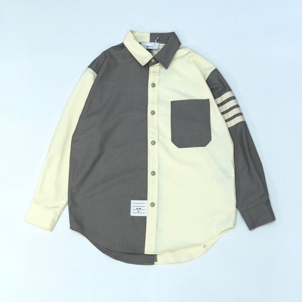 

2022 europe usa classic stripe cotton webbing patchwork tee long sleeve casual shirt, Black;brown