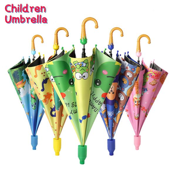 

children double layer umbrella cartoon animal sunscreen long umbrella for boys and girls handle 220707, Red;brown