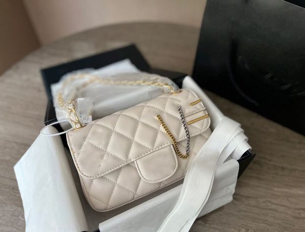 

22ss luxury brand cross design bag women's pearl metal decorative handbag black sheepskin designer shoulder bag women flip multifunctio