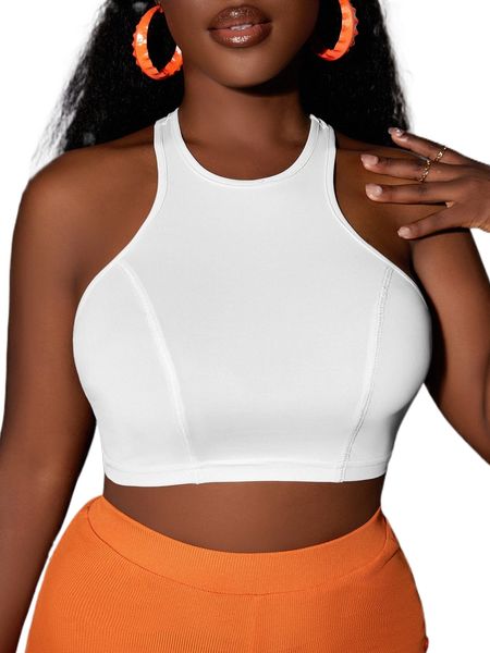 

sxy cut out crop halter c7zn#, White