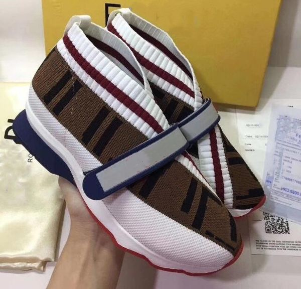 

2022 women men shoes popular casual shoes sneakers fashion elastic force stretch jacquard cowhide mixed color running sock sport, Black