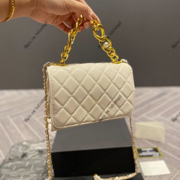 

women luxury designer shoulder bag classic flap gold chain pearl quilted coin purse key pouch