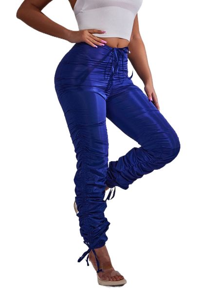 

sxy drawstring front skinny pants n3uc#, Black;white