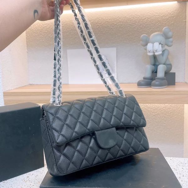 

2022ss classic womens flap bag caviar gold/silver hardware leather wear chain designer quilted plaid crossbody shoulder bag sacoche luxury l