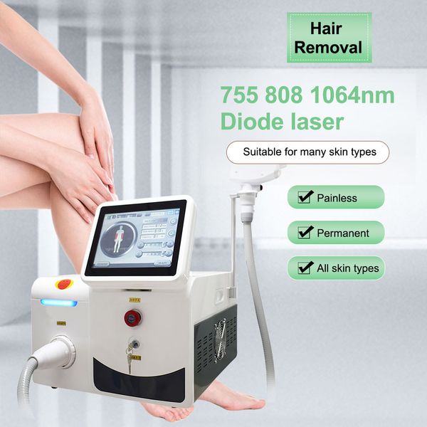 600W Threee Dalga Boyaları 808nm / 755nm / 1064nm Diyot Lazer Epilasyon Makinesi Profesyonel Kontrol Ekranı ile SPA Time Salon Ekipmanları Kalıcı Temizleme Ağrısız