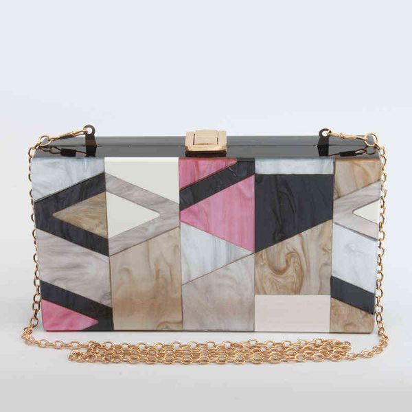 

nxy evening bag designer patchwork color women acrylic box handbag elegant s ladies wedding small party clutches chain s 0530