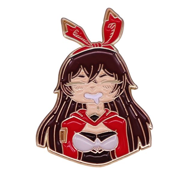 

genshin impact amber cartoon game enamel brooch pin denim jacket lapel metal pins brooches badges exquisite jewelry accessories, Blue
