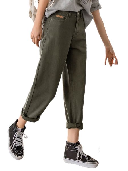 

dazy patch detail straight leg jeans y9bw#, Blue