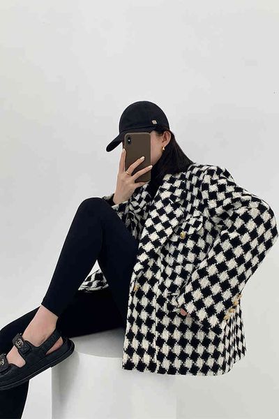 

women's suits & blazers 2022 women's autumn xiaoxiang checkerboard suit jacket jasmine cigar korean slim fitting women uvm0, White;black