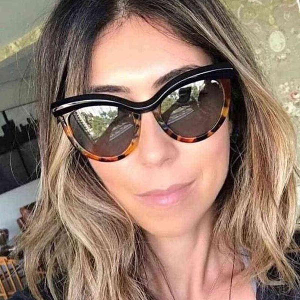 

leonlion cat eye sunglasses women 2022 new trend large frame glasses leopard print fashion sunglasses women lentes de sol mujer y220410, White;black