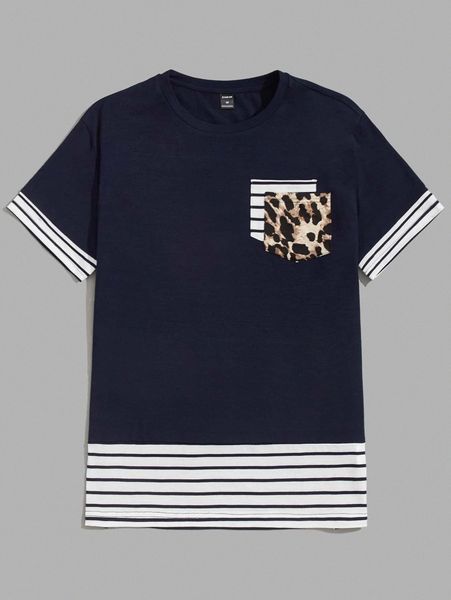 

men striped pocket patched tee i4e1#, White;black