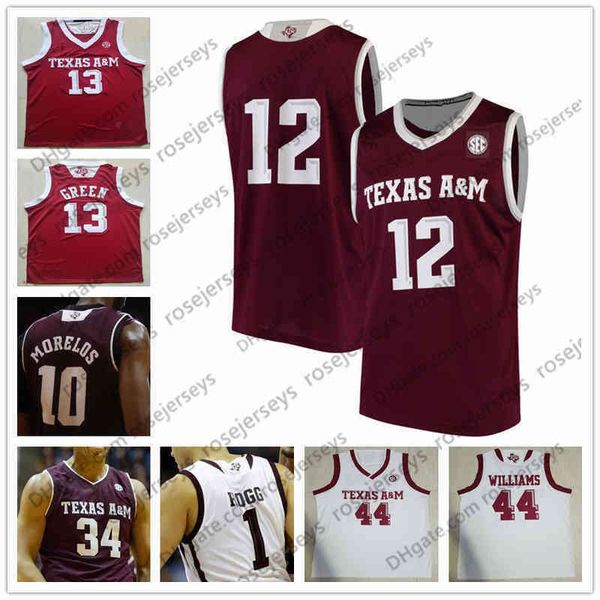 

aggies custom texas a&m college basketball white red stitched any name number #1 savion flagg 2 tj starks 21 christian mekowulu jersey s-4xl, Black