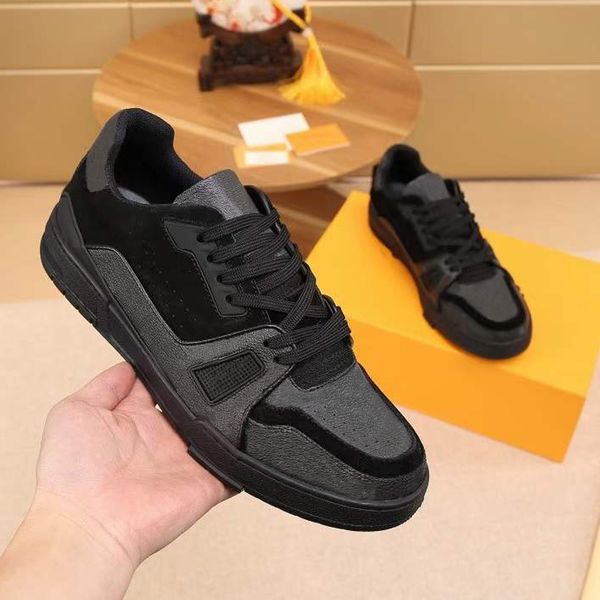

designer trainer men sneaker calfskin leather vintage basketball sneakers platform trainers rubber outsole sprot shoes with box no401