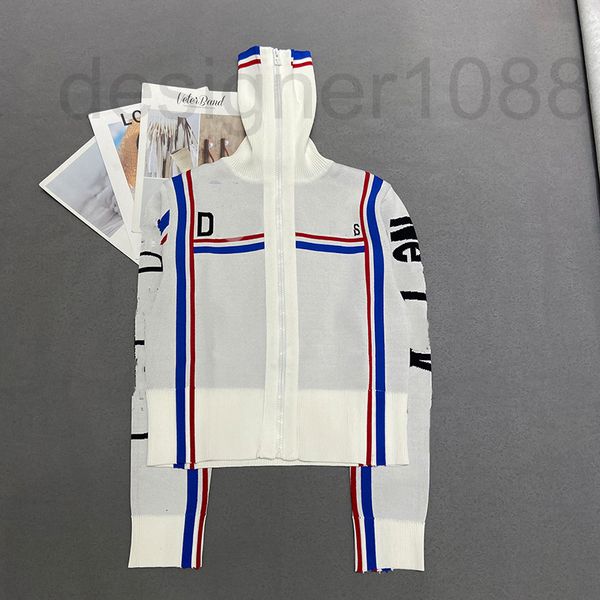 

women's sweaters designer high version knitted navy zip long sleeved cardigan women's jacket short 2022 new letter striped cashmer, White;black