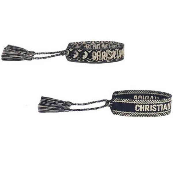 

luxury fashion brand embroidery bracelets classic women men bangles friendship charm bracelet woven adjustable tassel vintage couple braided, Golden;silver