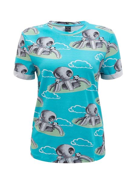 

x dino & panda art cartoon graphic tee f6d3#, White