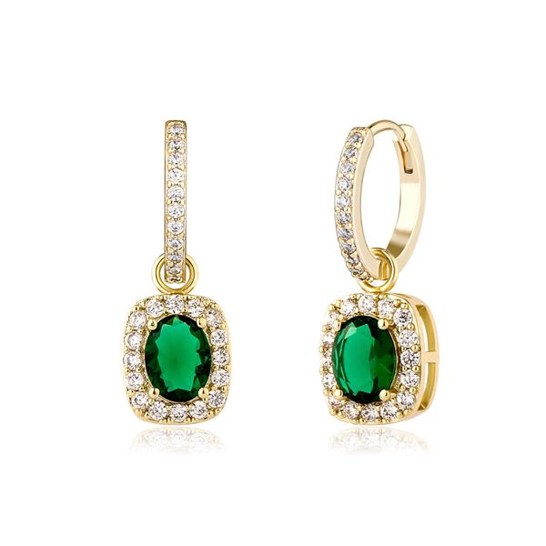 Orecchini di smeraldo ovali con fascino di nuova moda con orecchini di diamanti per regalo di gioielli hip-hop da donna