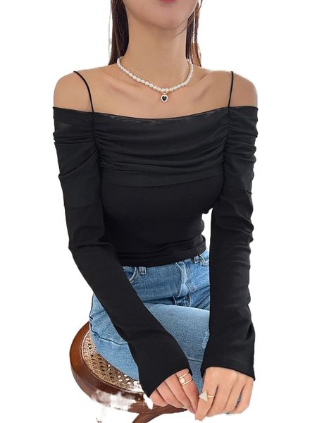 

dazy ruched detail cold shoulder tee e6db#, White