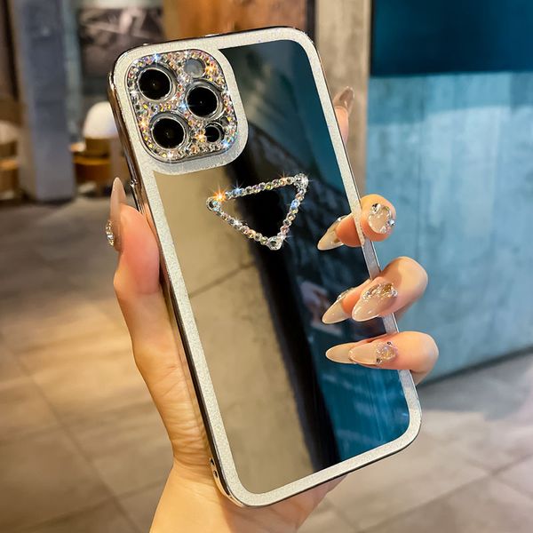 İPhone Pro Max Cover Tide Marka Aynası iPhone Promax Rhinestone Pro Pro için Her Şey Dahil Anti -Güz Mobil Telefon Kılıfı