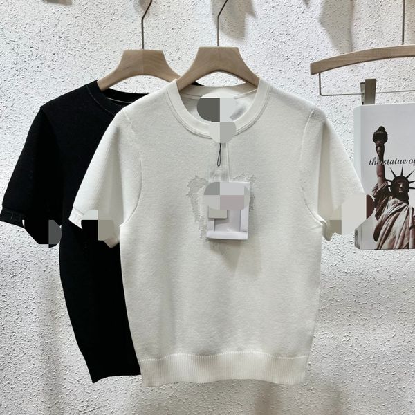 

312 2022 milan style summer sweater brand same style sweater crew neck short sleeve white black flora print white black fashion womens cloth