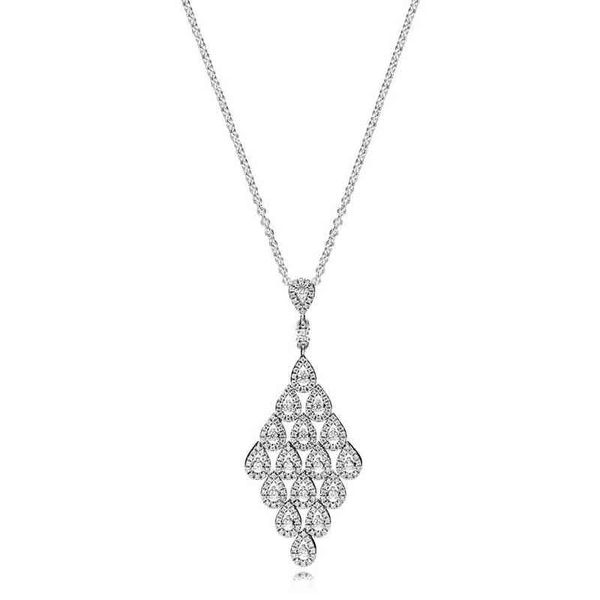 La NUOVA collana Cascading Glamour ha una catena con pendente in argento sterling 100% 925, produttore di prodotti di base, posta gratuita all'ingrosso AA220315