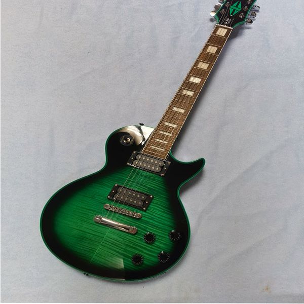 

the dark green 6-string electric guitar has good feel and sound quality it can be customized when it is mailed home