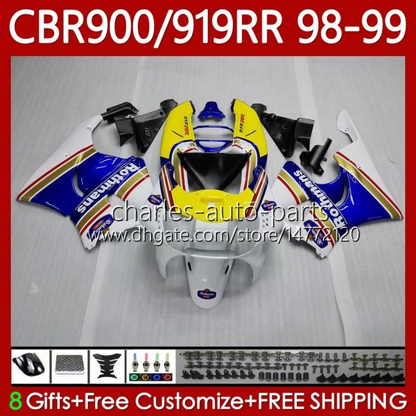 Body Kit für HONDA CBR919RR CBR 919RR 900RR CBR919 CBR900 RR 1998 1999 Karosserie Rothmans Blue 127No.94 900CC 919CC CBR900RR 98-99 CBR 900 919 RR CC 98 99 ABS OEM Verkleidung