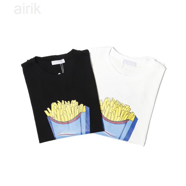 

new versatile printed french fries couple wear paris women's t-shirt sleeve net red t-shirt ins, White