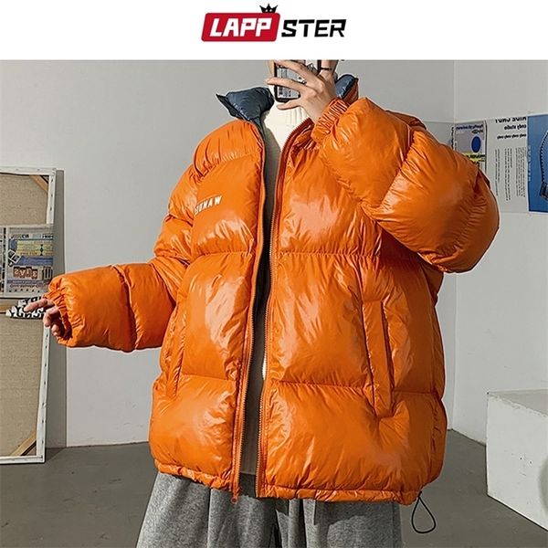 Lappster Streetwear Men Letter Print Puffer Jaqueta Mens Harajuku Hip Hop Black Winter Bubble Jackets Coat machado Coreano Parka 201127