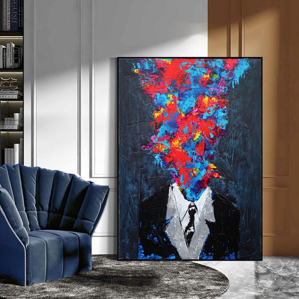 Kein Gesicht Mann bunte Graffiti Kunst Leinwand Malerei abstrakte Porträt Poster Wandbilder für Wohnzimmer Home Decor