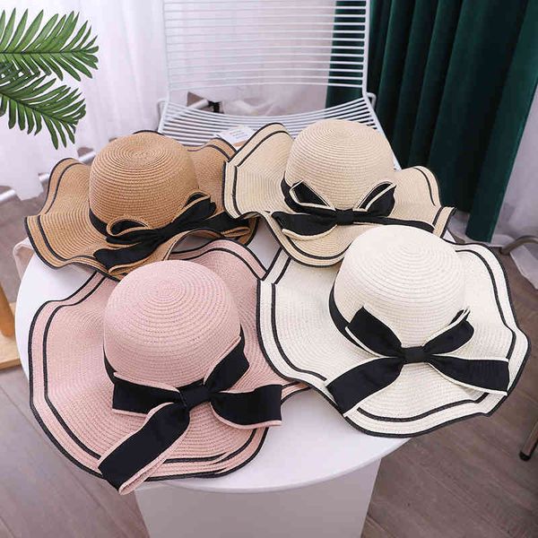 

hats summer big eaves bow children's lotus leaf shade trend sun beach, Blue;gray