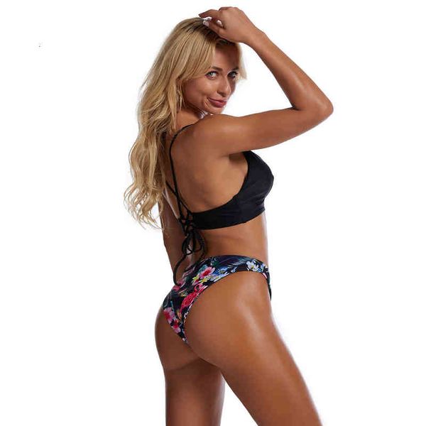 

swimsuit bikini split printed bikini swimsuit, White;black