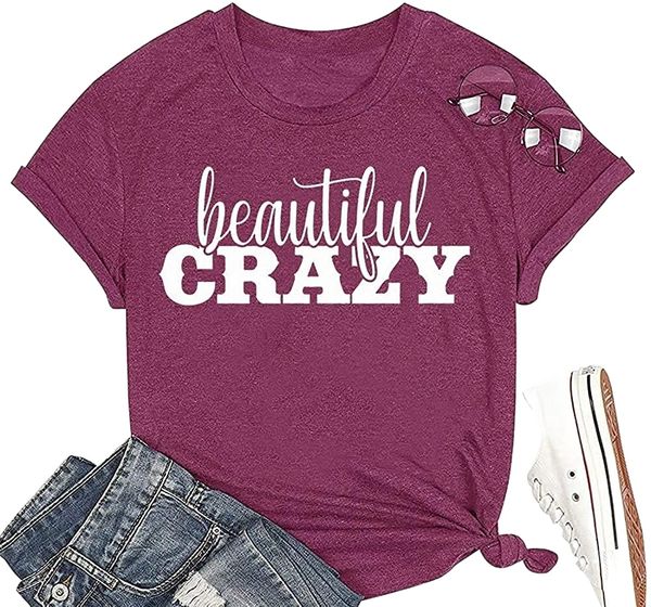 

beautiful crazy funny workout adventure shirts mountain graphic letter printed loose athletic tee s7ox#, White