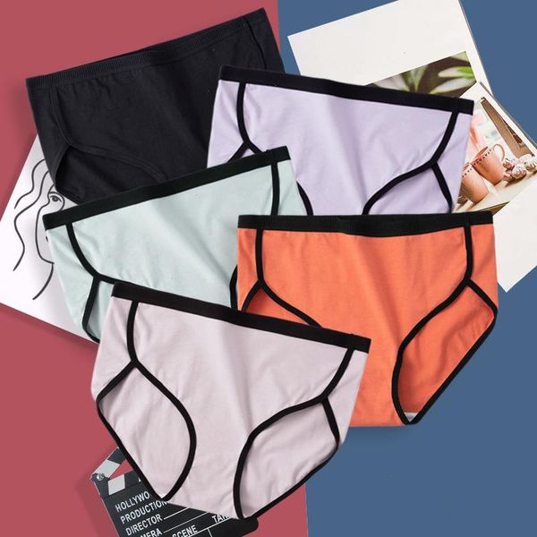 

4xl high-quality womens panties underwear pure cotton women briefs for solid mid-rise shorts girls lingerie, Black;pink