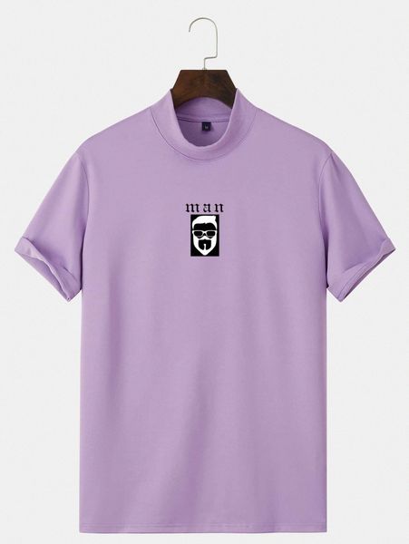 

men letter & figure graphic mock neck tee r0xs#, White;black