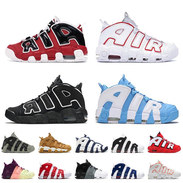 

more uptempos scottie pippen basketball shoes black white varsity red hoops pack university blue unc split chrome gym red wheat camo sports