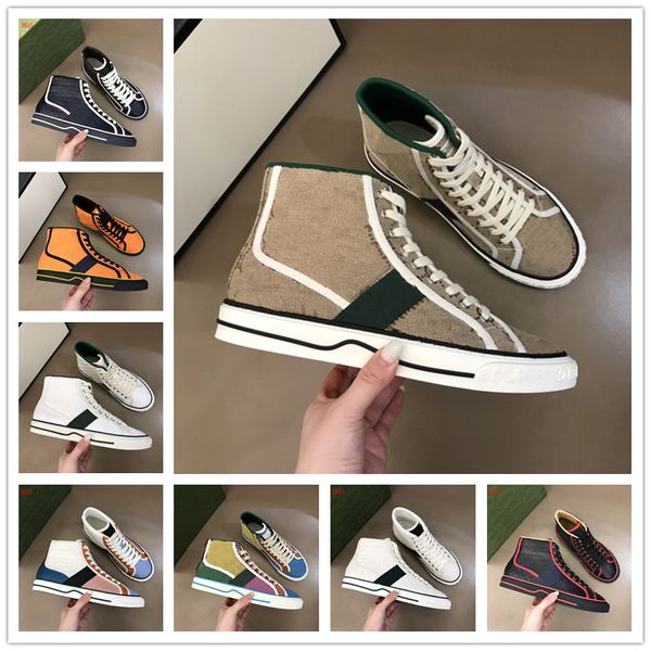 Tennis 1977 Canvas Freizeitstiefel Luxurys Designer Damenschuh Italien Grüne und rote Webstreifen-Gummisohle für Stretch-Baumwolle Niedriger Plateau-Top-Sneaker für Herren und Damen