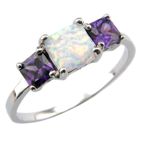 

fashion white opal ring; amethyst stone ring new designs, Golden;silver