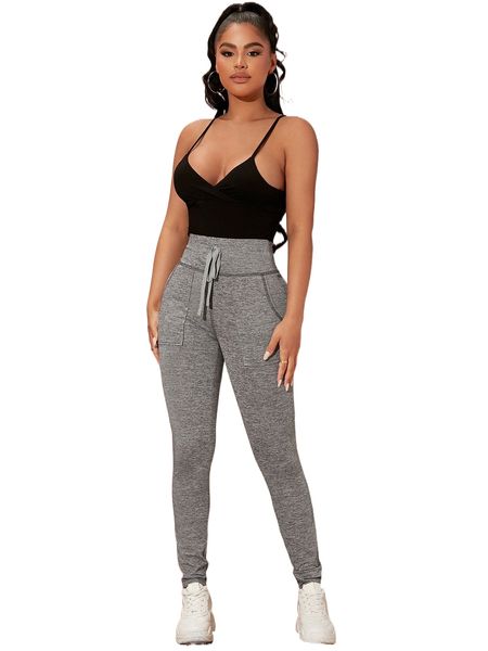 

stitching knot front skinny pants 90bh#, Black;white