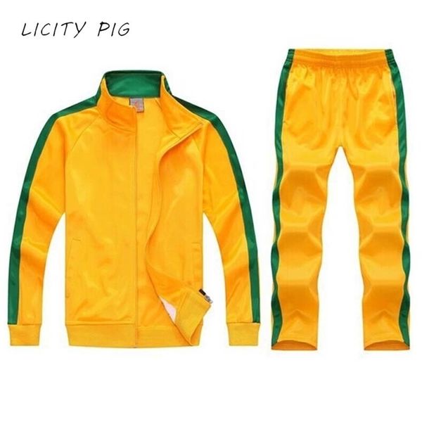 LICITY PIG Sweatsuits Trainingsanzug Herren Team Trainingsanzug Zip Track Jacke Jogginghose Jogger Herren Trainingsanzüge Sportanzüge Jogging-Set 201128