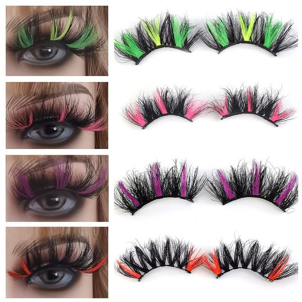 Farbe 27mm Nerzhaar Wimpern flauschige Wimpern dick schwarz bunt 3D Großhandel