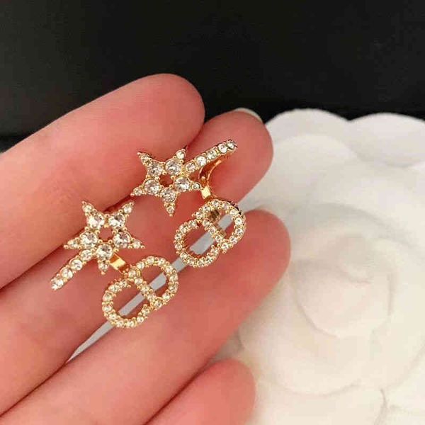 

earrings d home 925 sier needle earrings women's new red temperament luxury letter earrings2022 brand trend fashion design versatile la, Golden
