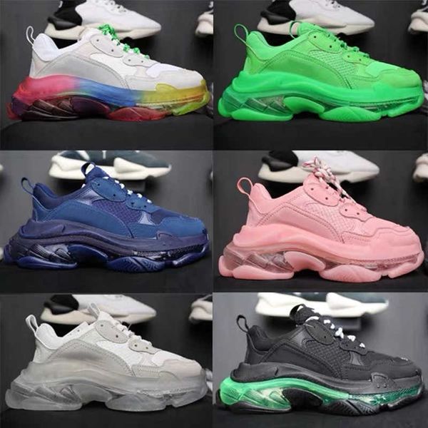 

men's women's casual shoes white black air cushion triple s low make old combination boots sports size eur 36-45